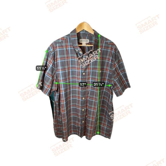 Duluth Trading Co. Button Down Plaid Short Sleeve Relaxed Fit Blue Shirt Mens XL - Picture 8 of 8
